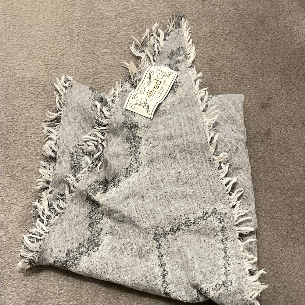 Aritzia Wilfred Gray Fringed Scarf
